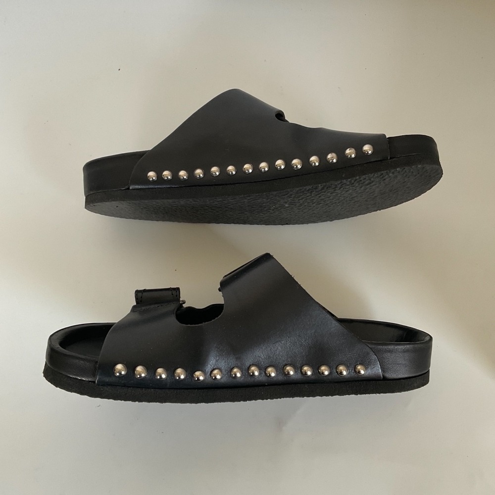 IRO Paris Kondo Mules Studded Leather Slip on Double Strap Sandals New $465 - Picture 5 of 10